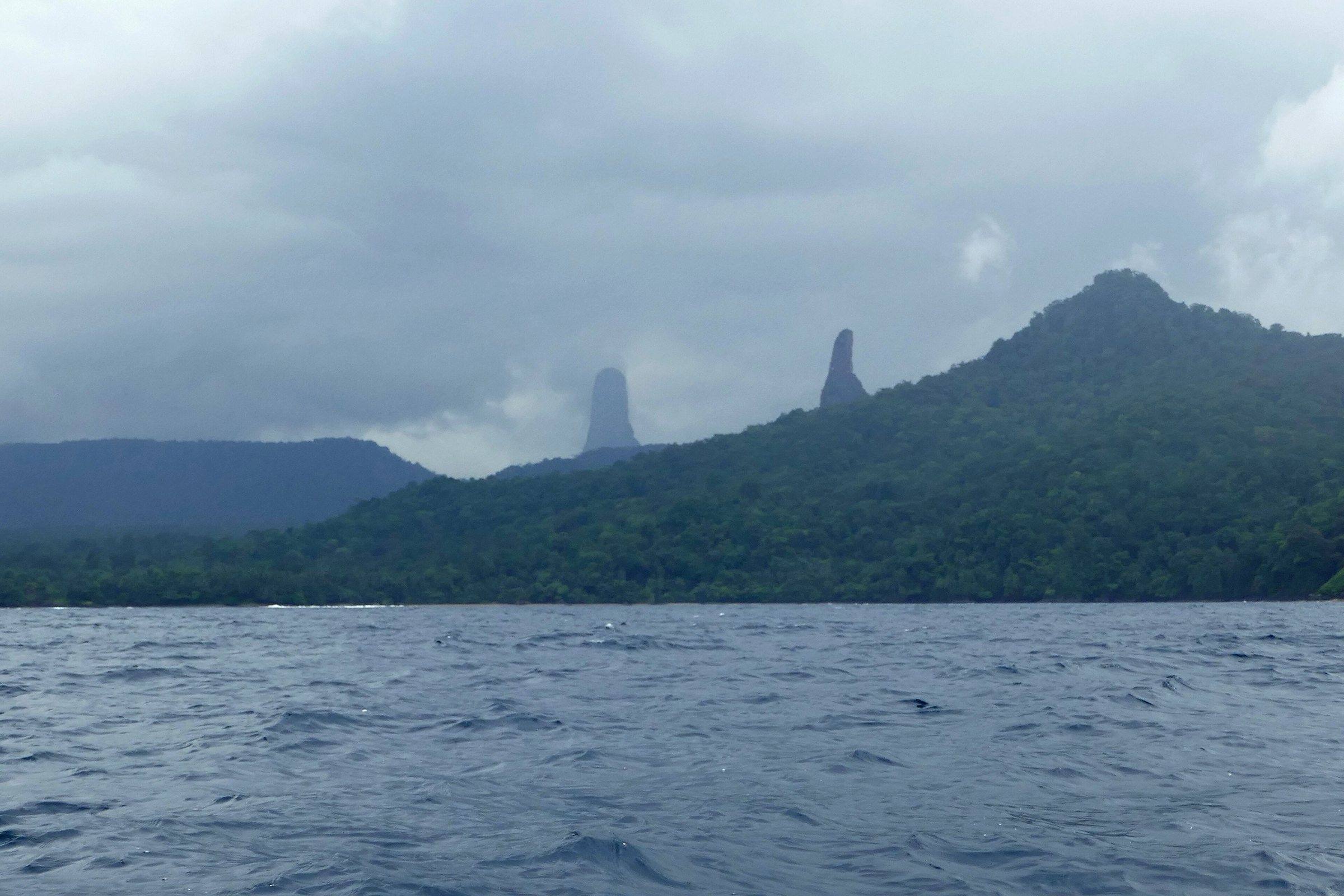 Cão Grande and Cão Pequeno spires seen from the sea
